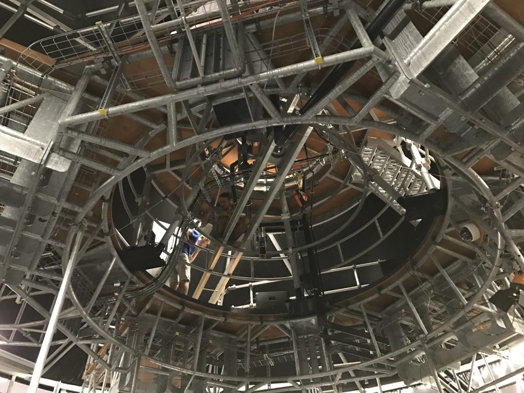 This is the roof above the rotating platform, and all this is rotating with us!